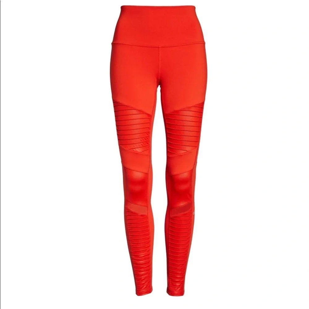 ALO Yoga Airbrush Moto High Waist 7/8 Leggings Cherry Red NWT